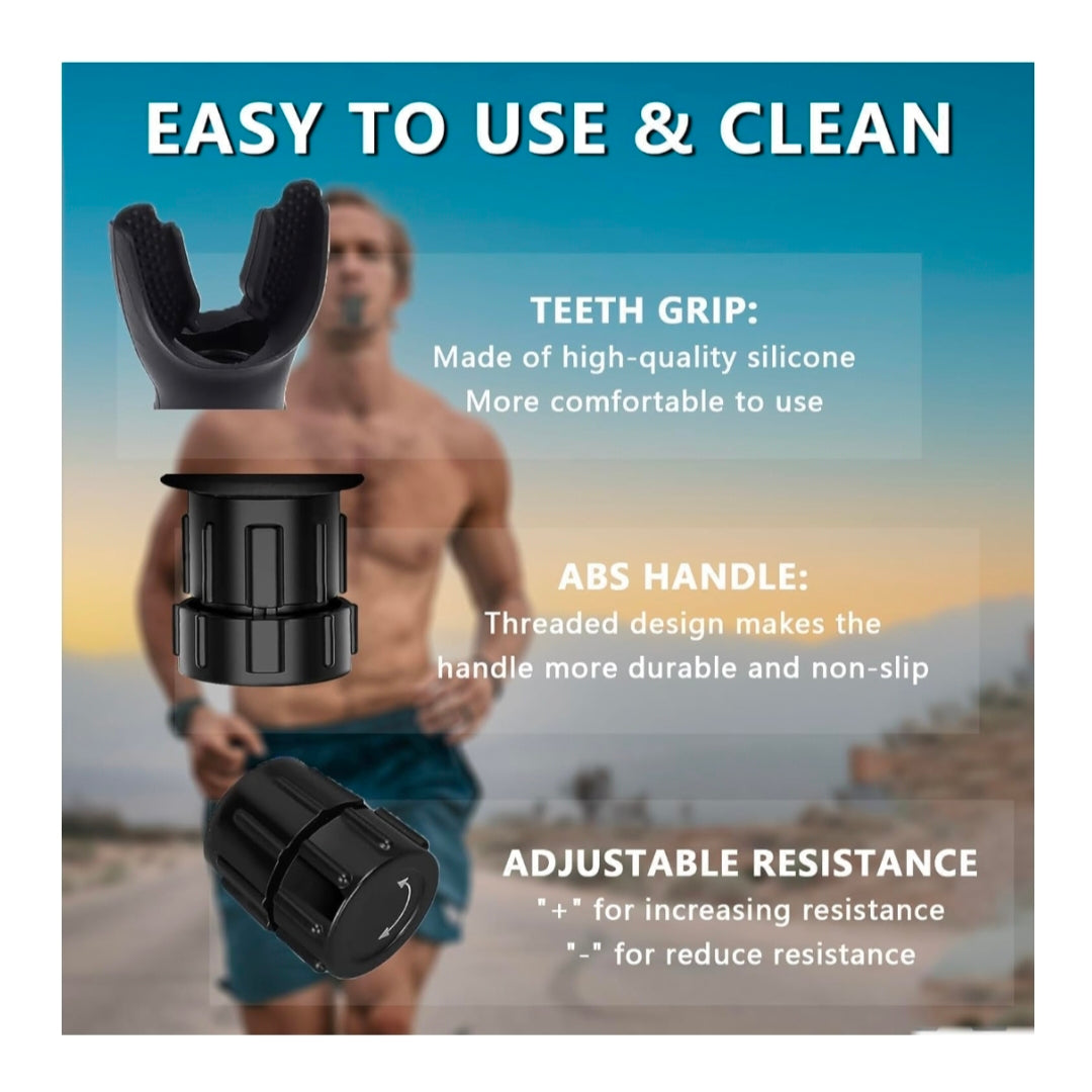 Lung Training Breathing Exerciser - Adjustable Resistance Respiratory Muscle Trainer